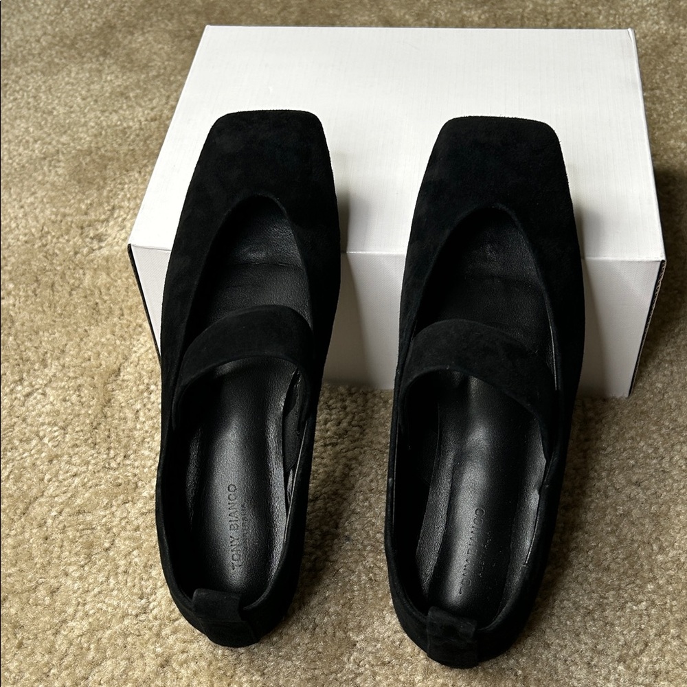 Tony Bianco Hawaii Black Suede Square-Toe Flats - Picture 8 of 8
